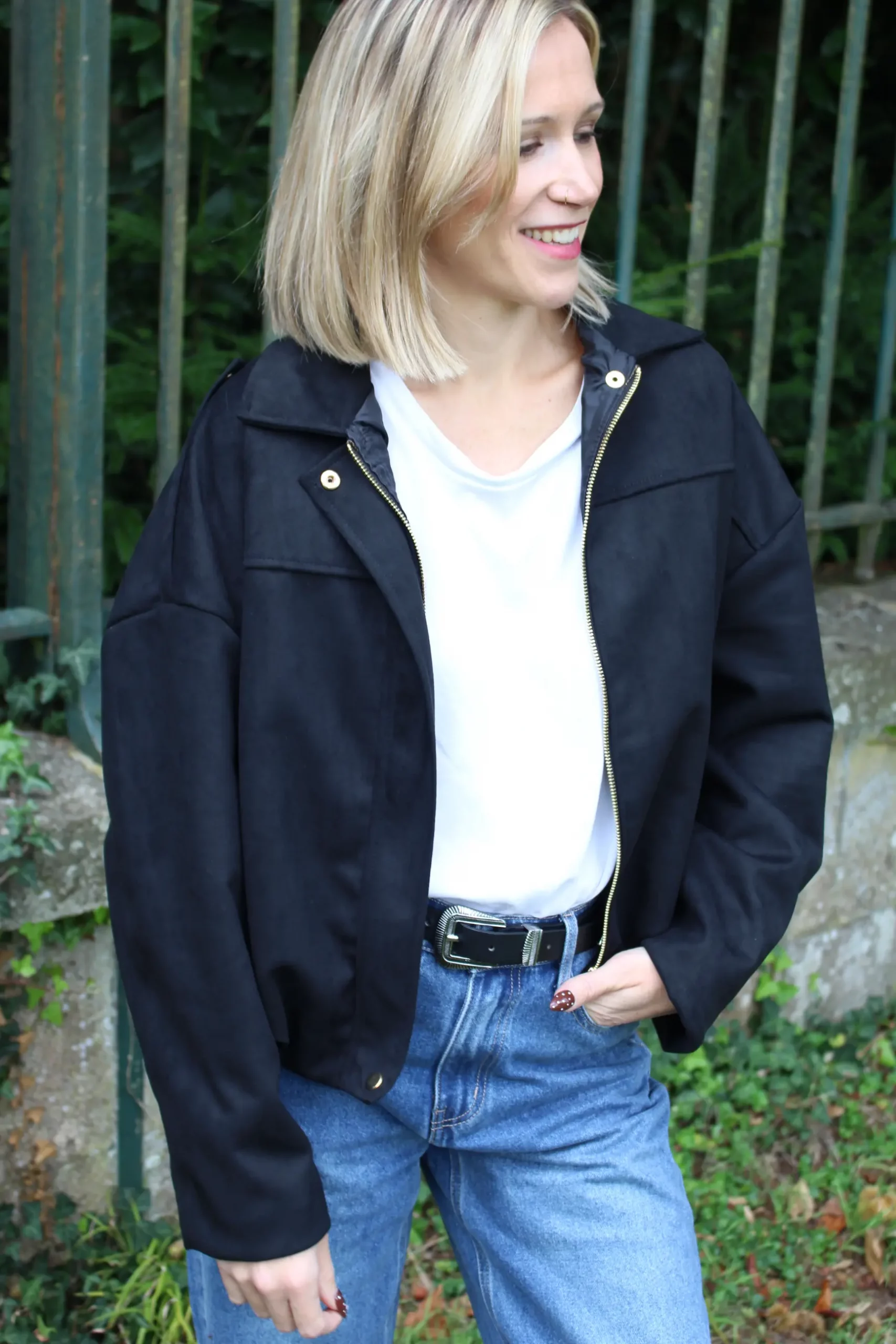 Veste oversize en suedine