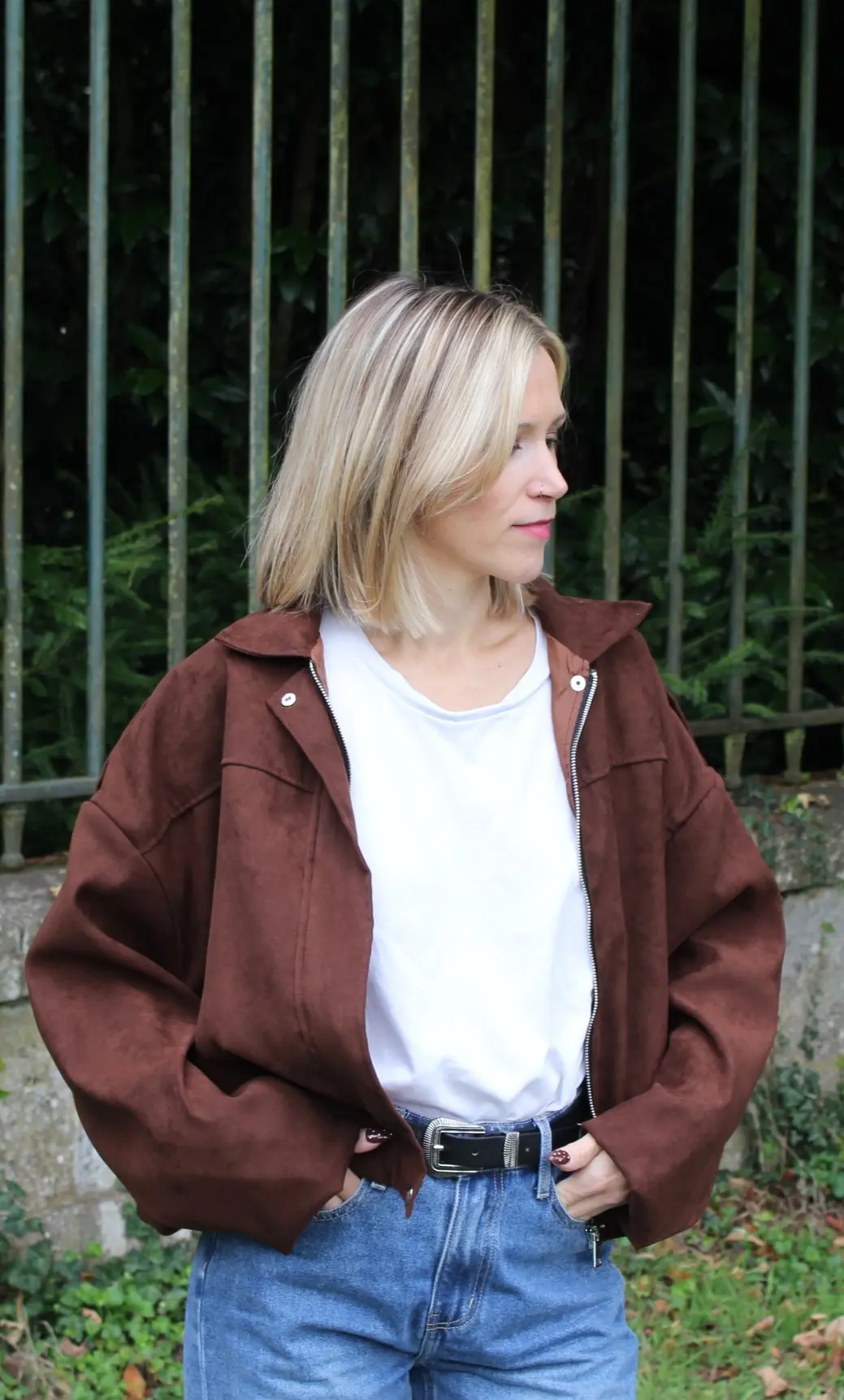 Veste oversize en suedine (marron)